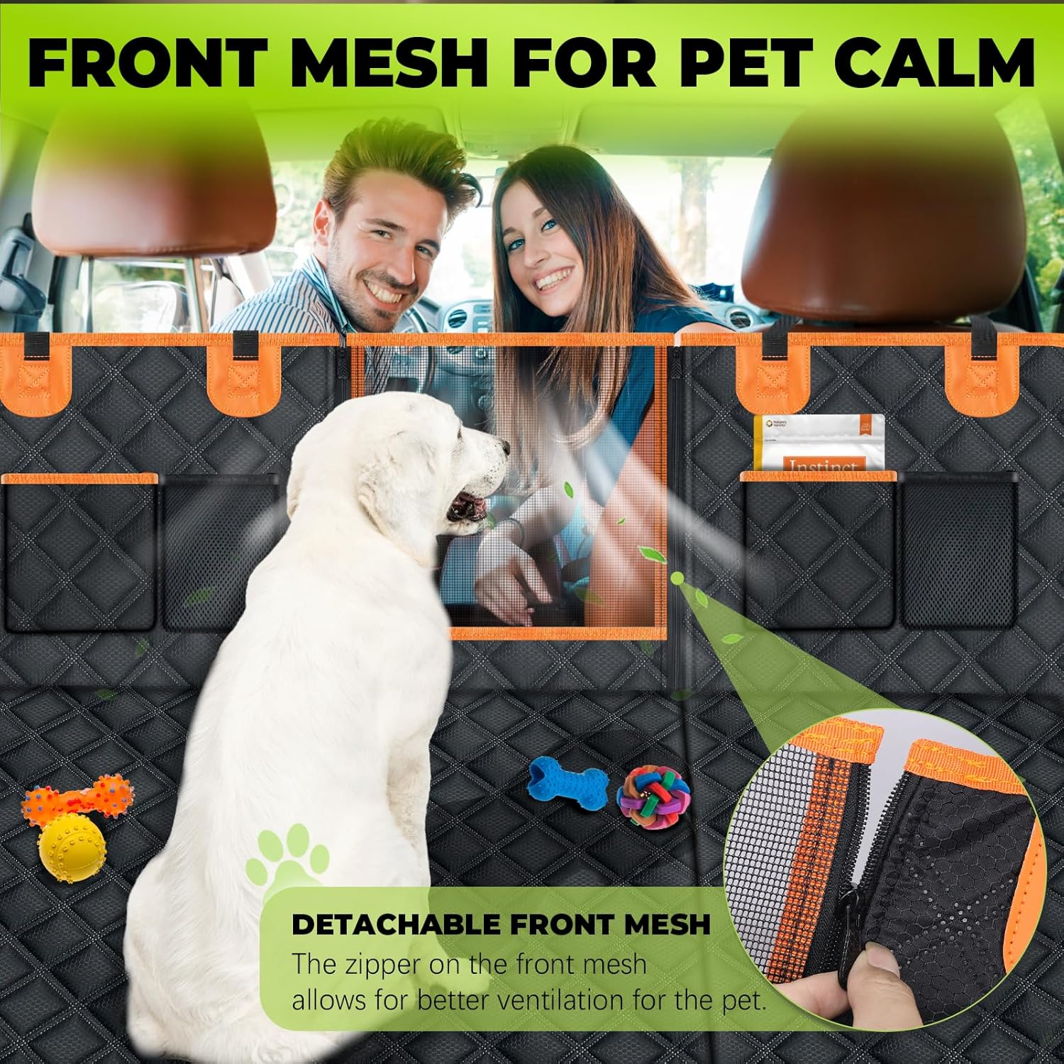 INSMEER Dog Car Seat Cover with Door Protectors, Dog Seat Cover Hard Bottom for Traveling and Camping with Pets, Dog Car Hammock Waterproof and Scratch-Resistant, Suitable for Cars