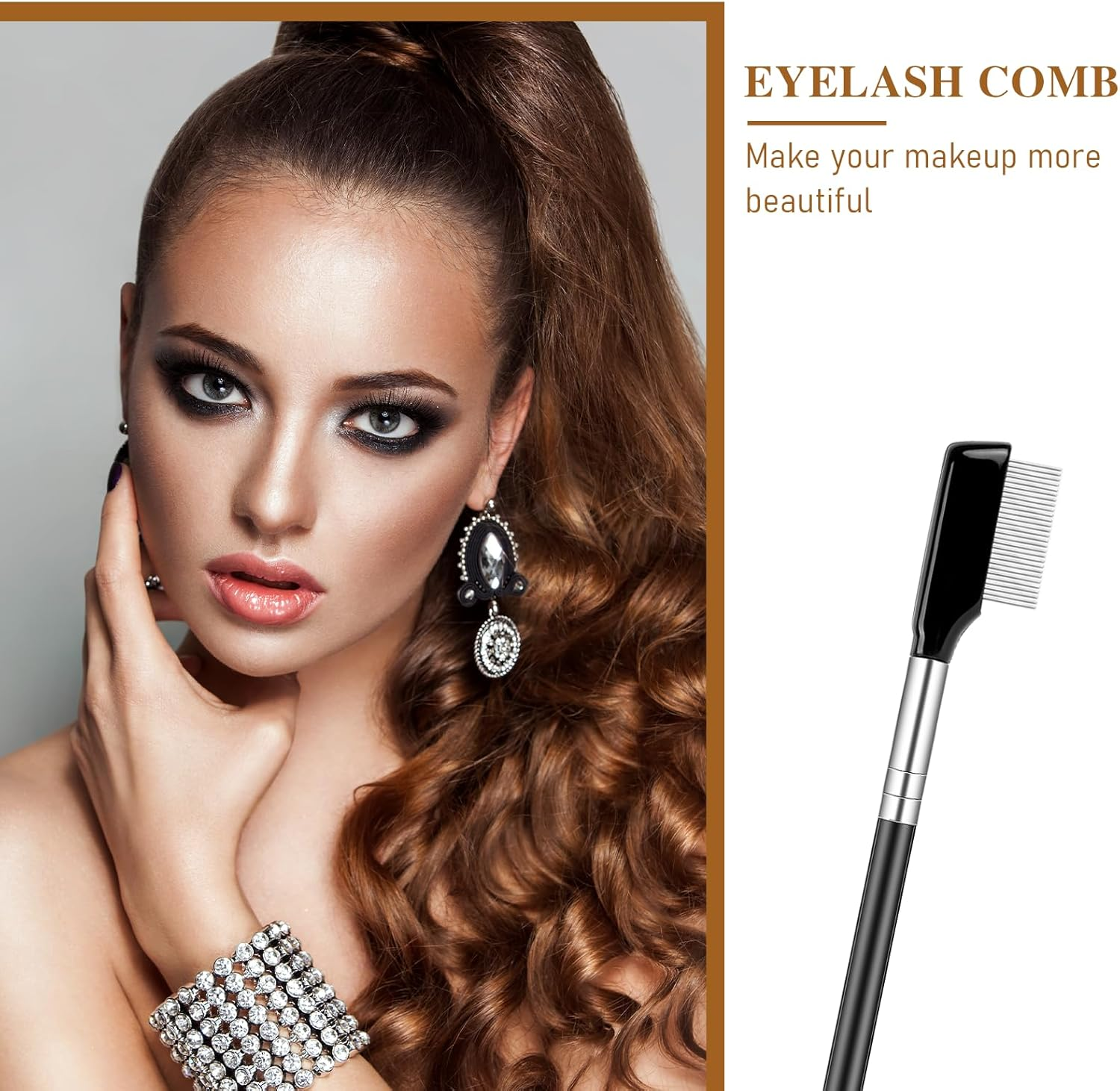Metal Eyelash Comb & Separator - 2 Pack Eyelash & Eyebrow Brush Grooming Tool with Metal Teeth for Women image number 4