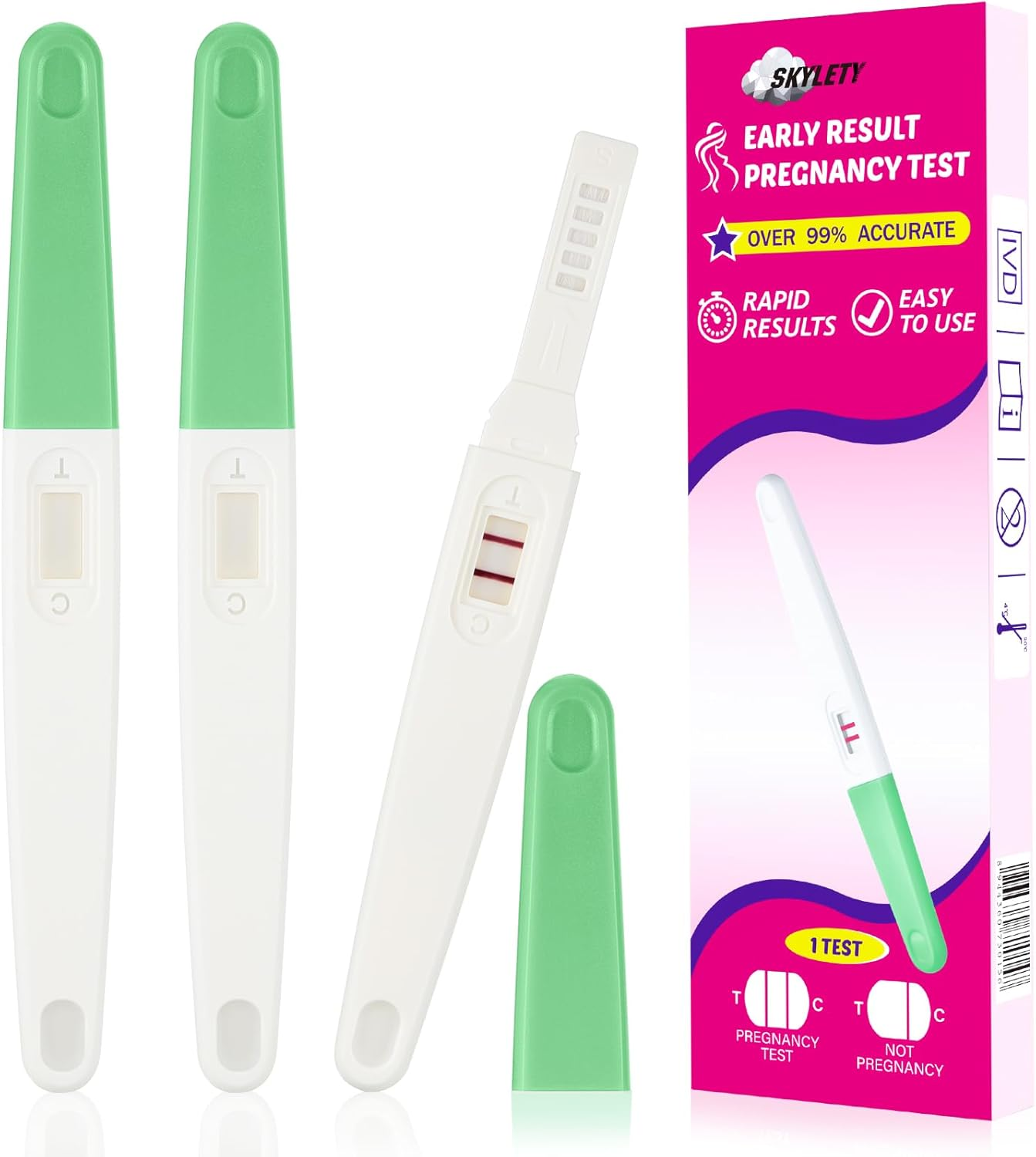 Skylety 3 Pieces Fake Positive Pregnancy Test Prank Fake Early Result Pregnancy Test Always Turns Positive for Practical Joke(Purple)