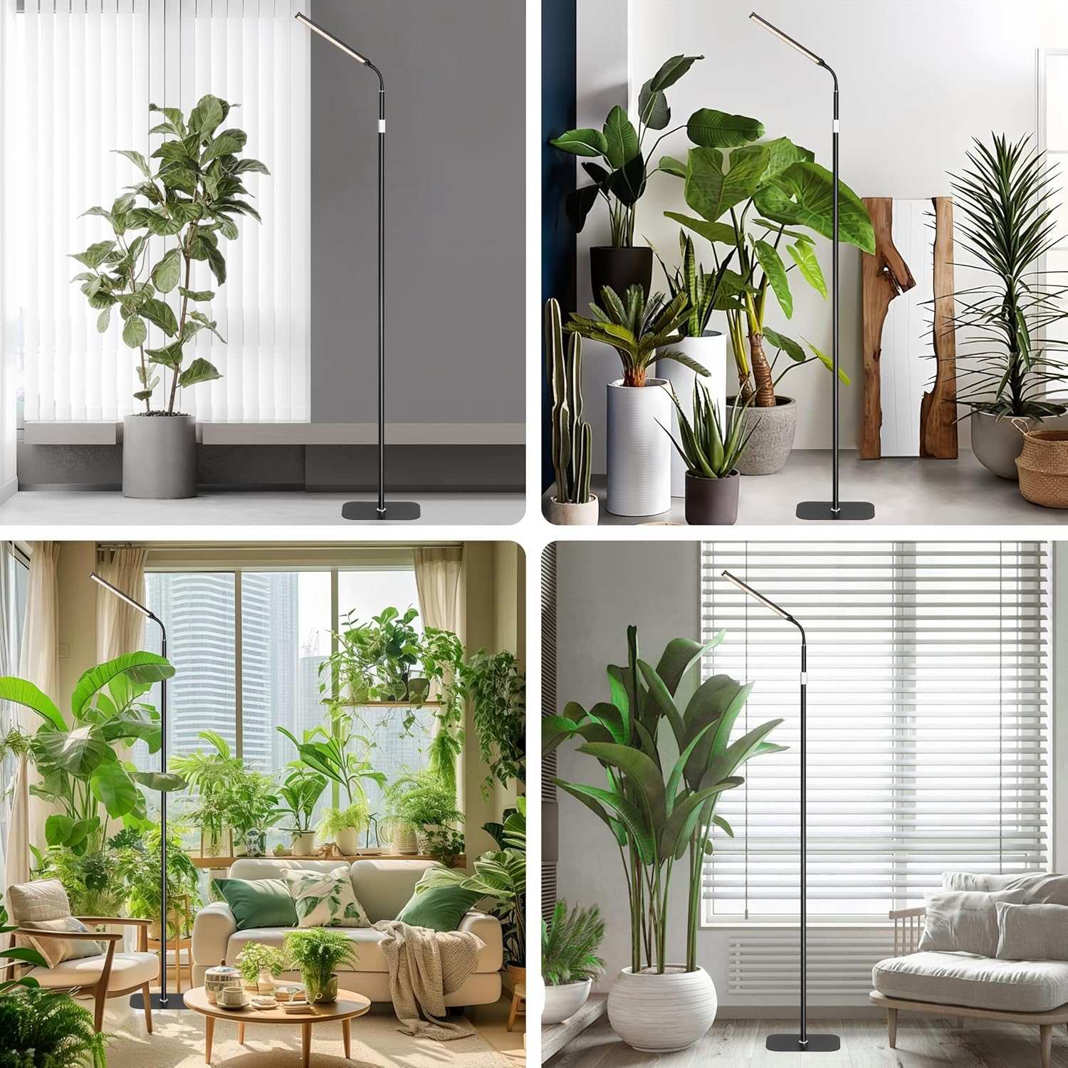 A Head Grow Light for Indoor Plants, Full Spectrum LED Growth Floor Lamp with Auto On/Off Timer, Stable Base, 10-Level Dimmable,Adjustable Gooseneck and Height for Large Tall Small Plants image number 3