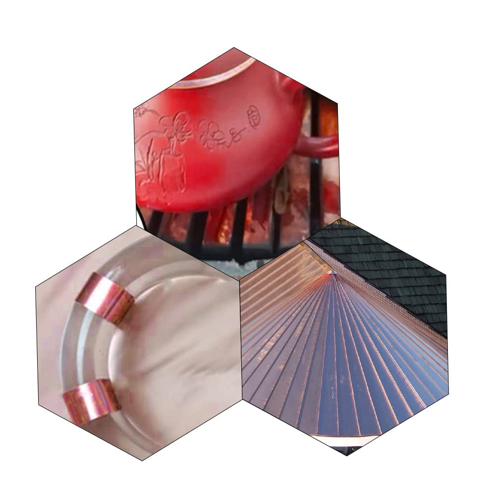 Tynulox Pure Copper Flashing 0.4Mm X 200Mm X 1M Copper Metal Sheet Roll Copper Strip for Jewelry, Crafts, Repairs, Electrical image number 2