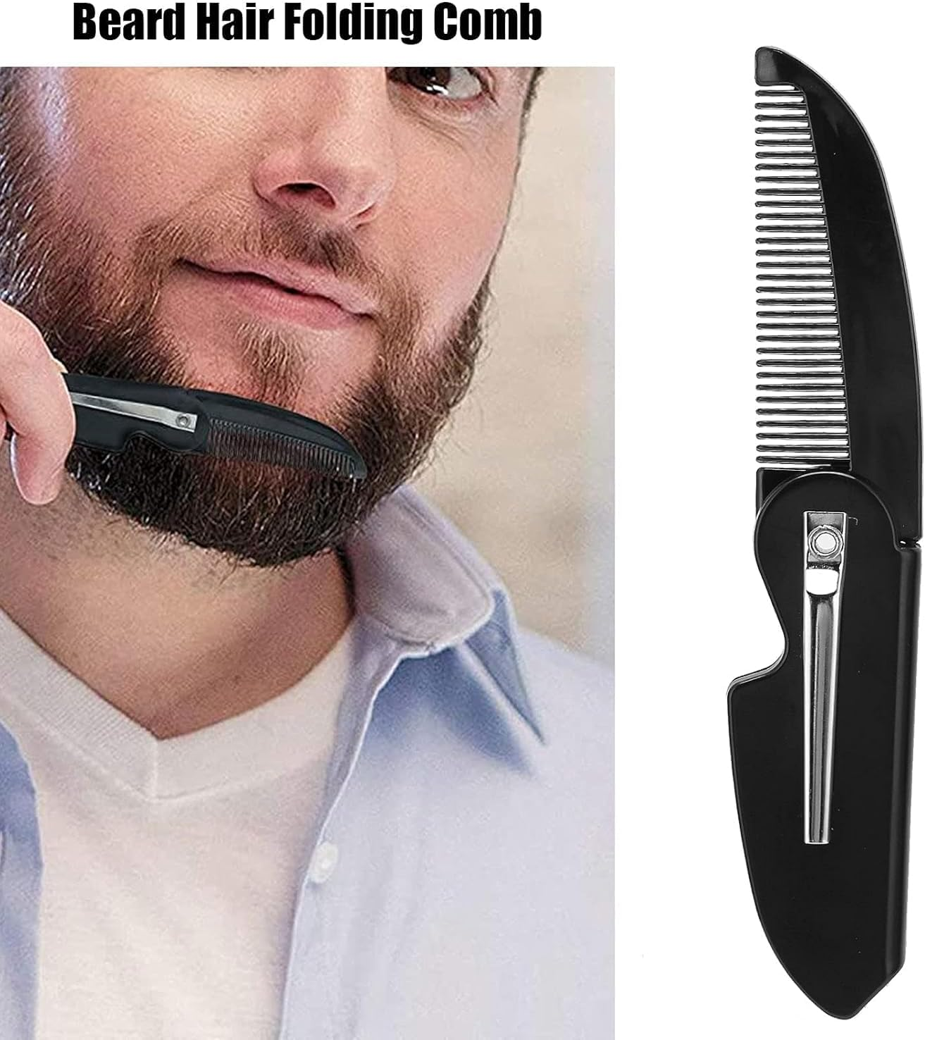 Heanvmyss Folding Beard Combs for Men,3 Pcs Mini Portable Moustache Comb,Fine Tooth Comb,Anti-Static Plastic Hair Care Styling for Travel and Daily Use(Black)