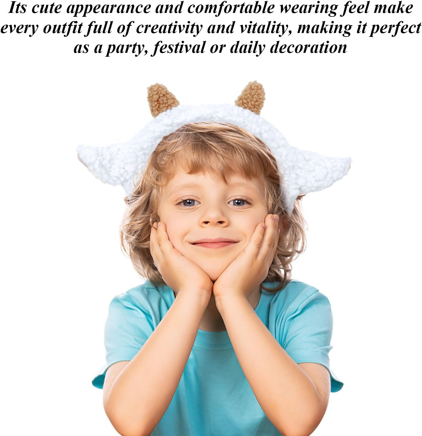 CHROMACRAFT 2 Pieces Sheep Ear Headbands, Women'S Animal Ears Headbands, White Hair Accessories, Creative Hair Decorations image number 4