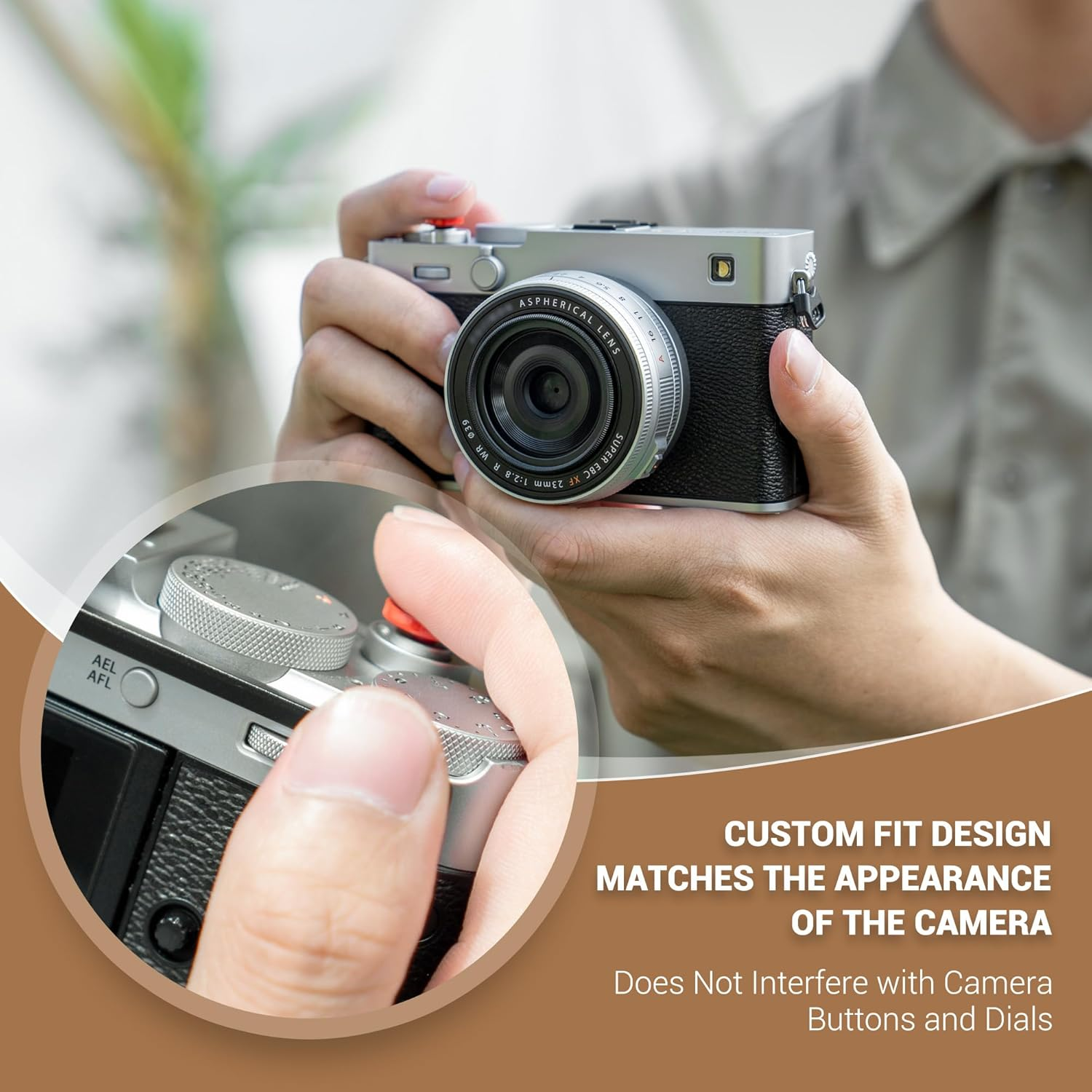 Thumb up Grip with Shutter Button for Fuji Fujifilm X-E5 XE5 Mirrorless Camera, Aluminum Alloy X-E5 Thumb Grip with Hot Shoe Cover Protector Thumb Rest Support Holder Not Affect the Use of Dial-Silver image number 2