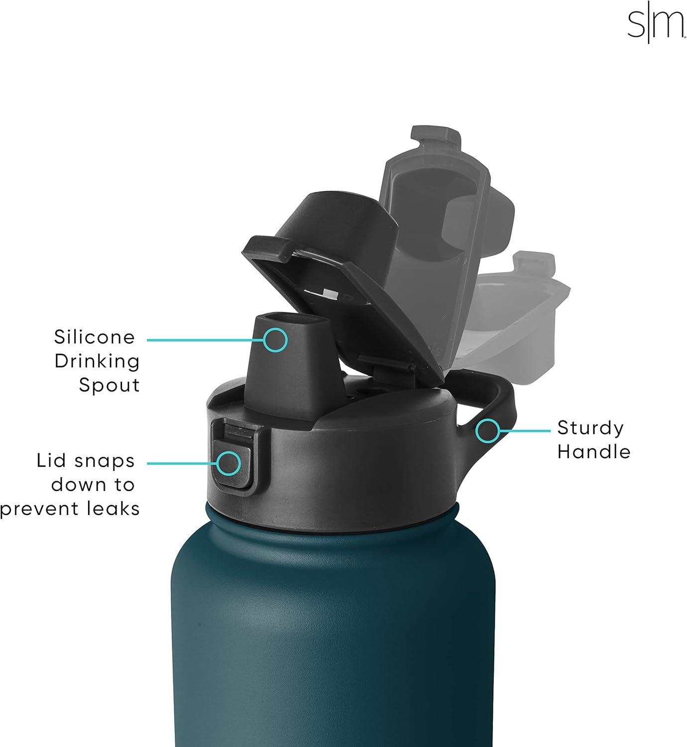 Simple Modern Half Gallon 64 Oz Water Bottle with Push Button Silicone Straw Lid & Motivational Measurement Marker | Large Reusable Tritan Plastic Water Jug | Summit Collection | Deep Ocean image number 5