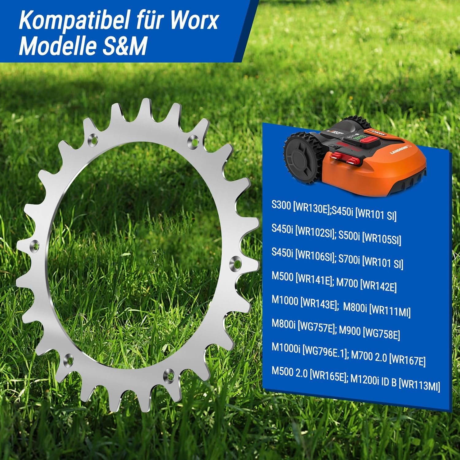 Stainless Steel Spikes for Worx Landroid Model S/M Lawnmower, Traction Improvement for Robotic Lawnmowers, Countersunk Screw Holes, Polished Deburring with 12 X Stainless Steel Screws image number 1