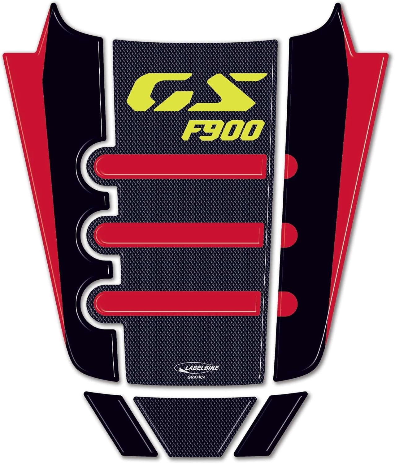 Labelbike - Sticker 3D Motorcycle Tank Pad Protection and Decoration in Resin Compatible with BMW F900 GS 2024 - Color Carbon Black Yellow Red - Yellow image number 6