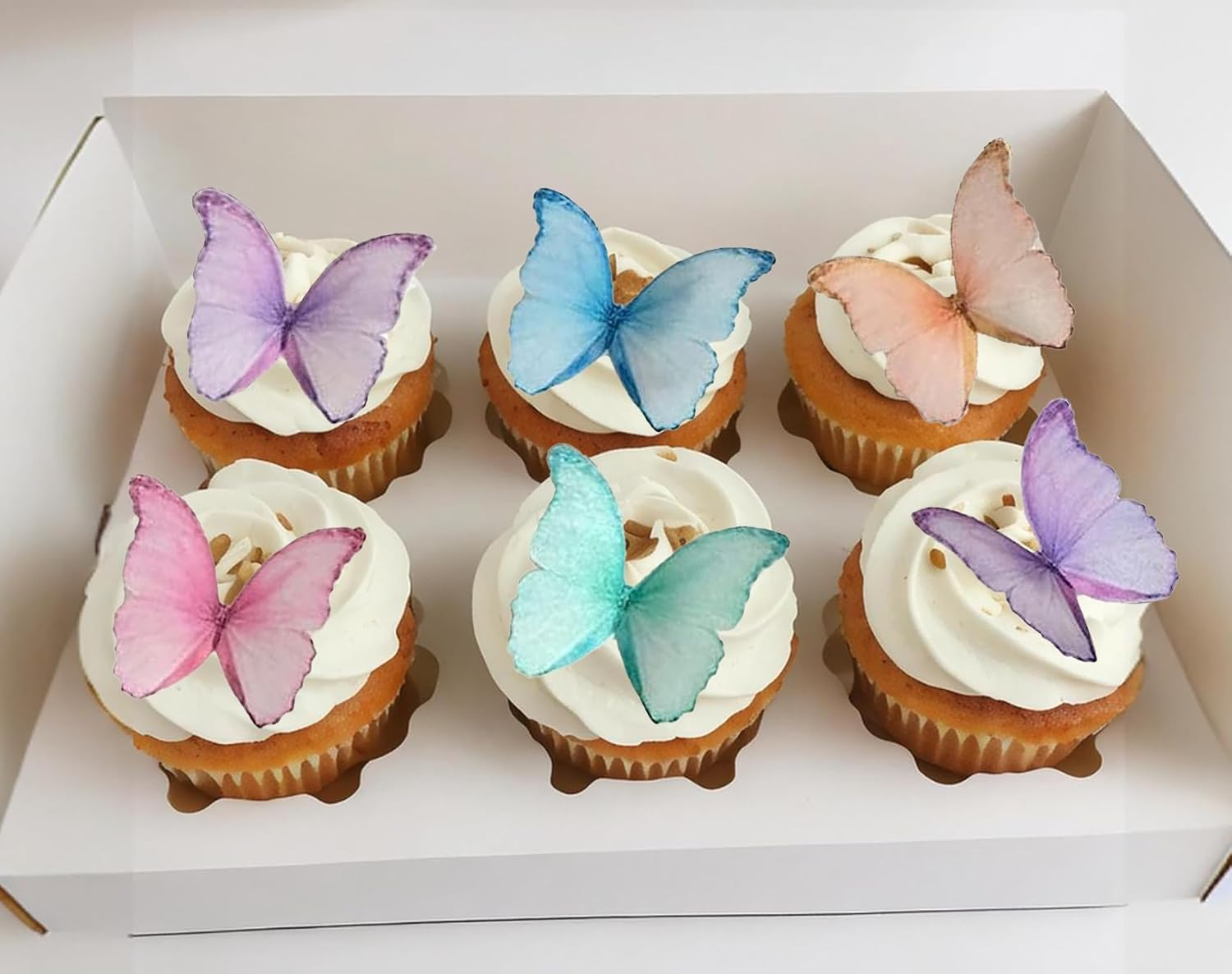 SS Cohen Edible Wafer Glutinous Paper Butterflies for Birthday Cake Decorating Include 48 Pcs Colorful Small Pastel Cupcake Topper Decorations, Birthday Cake Topper (Mixed Colour)