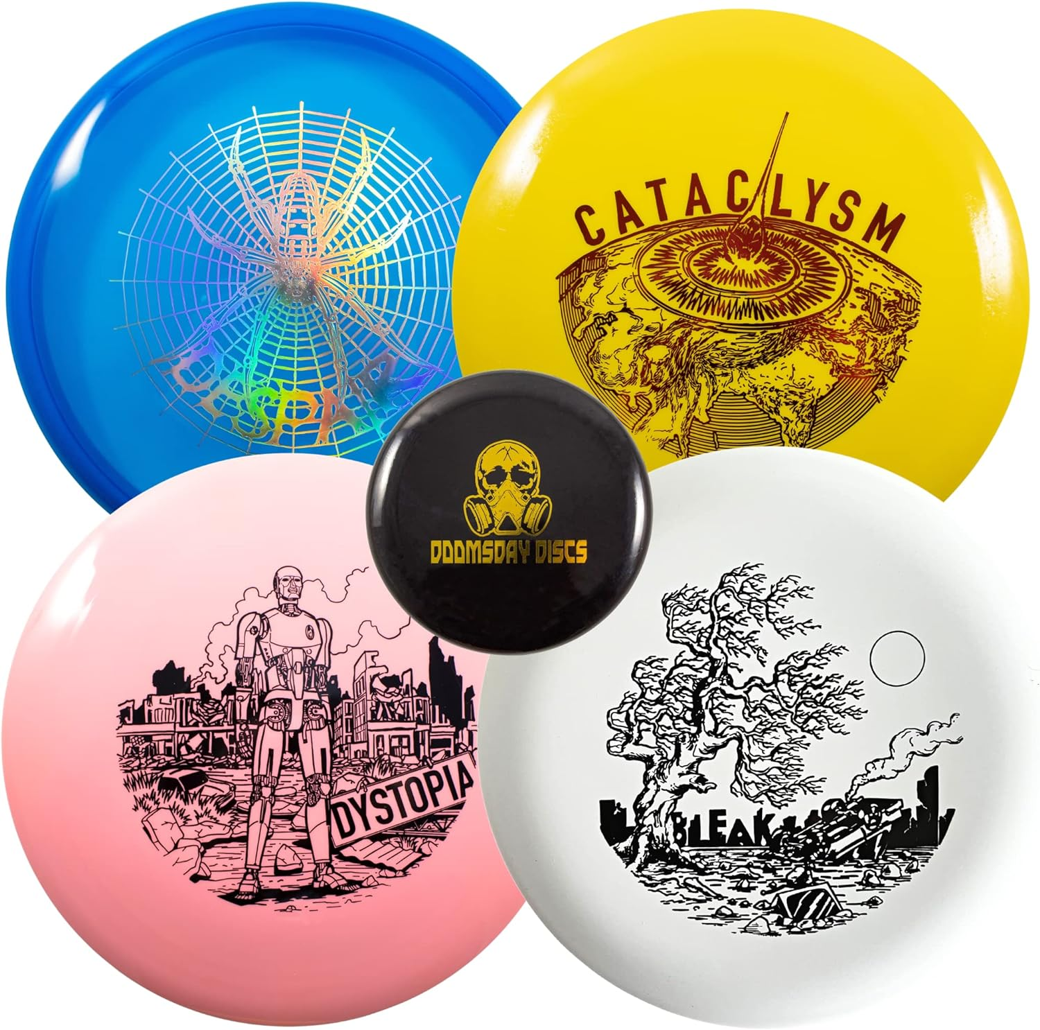 DOOMSDAY DISCS Prepper Disc Golf Set | 4 Discs with Mini Starter Set with Putter, Midrange, and Two Drivers image number 2