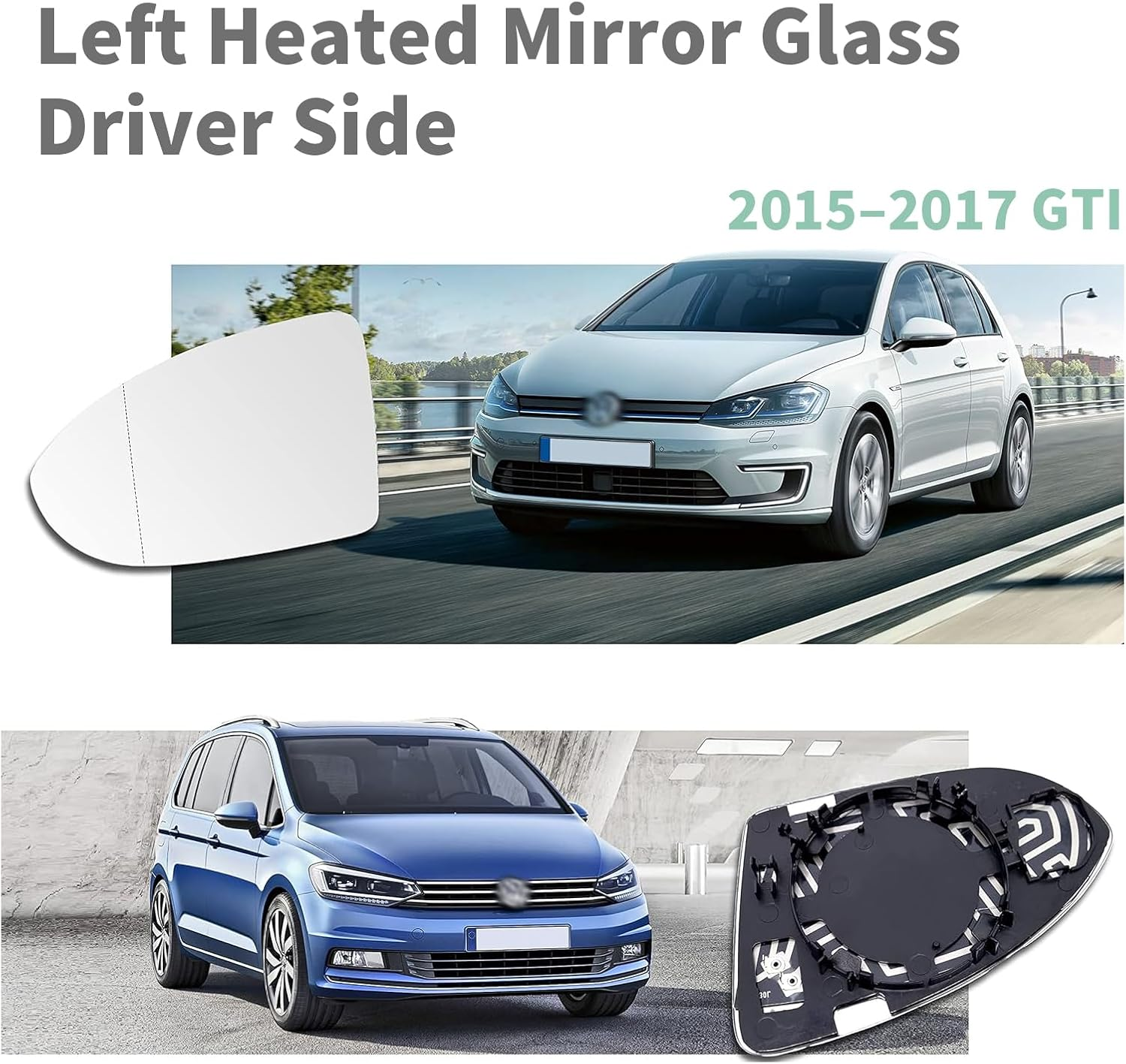 Left Heated Mirror Glass for VW Golf MK7 Jetta &ndash; Quick Defog & Anti-Glare, Clear View Replacement for Safe Driving in Rain & Fog image number 4