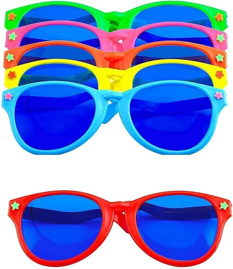 6 Pcs Jumbo Plastic Sunglasses Funny Party Glasses, Christmas Novelty Party Sunglasses for Festival Supplies Birthday Party Accessories, Beach Party Glasses for Childen & Adults
