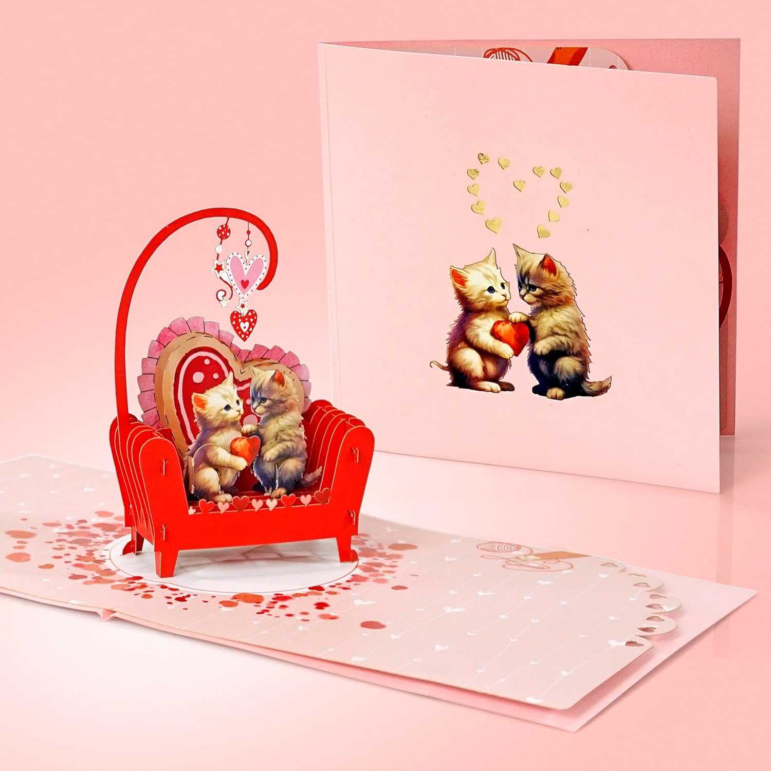 CUTPOPUP Cat Couple, Valentines Day Card Pop Up, Anniversary Card, 3D Popup Greeting Love Card (Cat Couple) AN151AU1520 image number 3