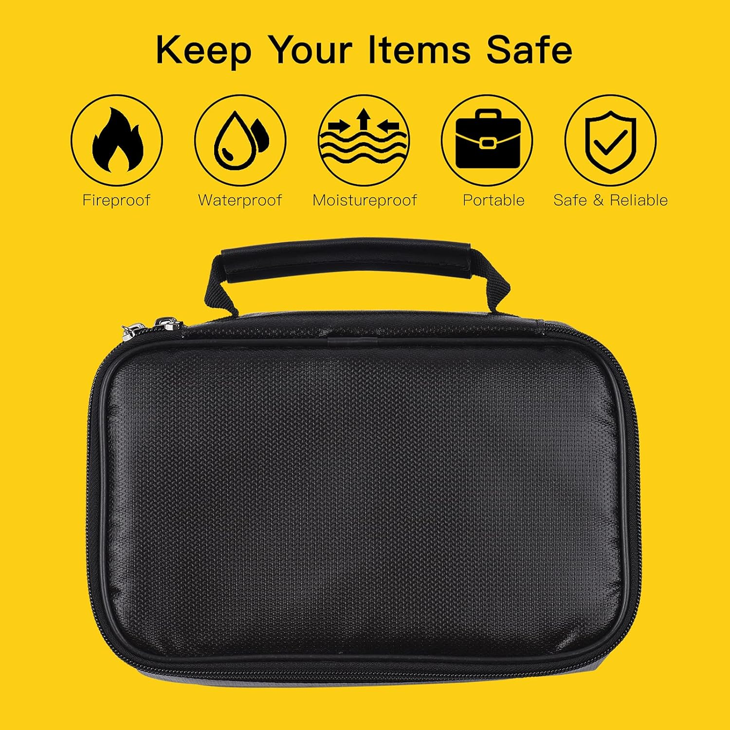 Domary Fireproof Bag, Fire & Water Resistant Money Pouch Multi-Layer Card, Zipper Closure & with Safe Lock for Home Office Travel Passport Certificates,For Office Workers and (With Lock 1) image number 3