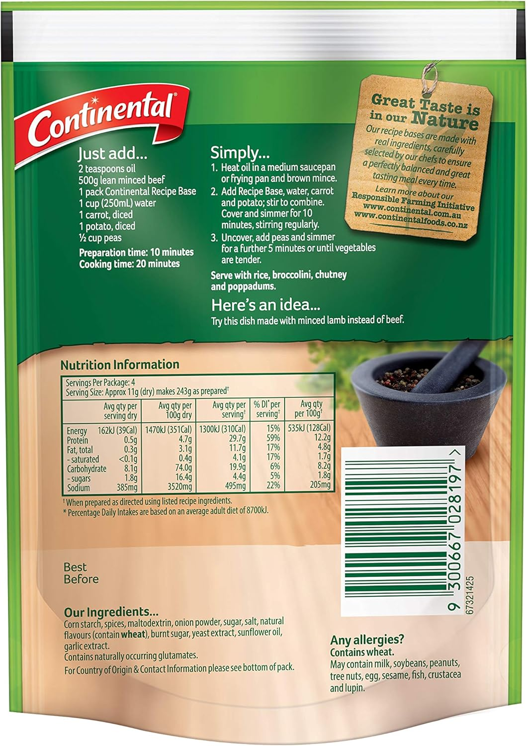 12 X Continental Recipe Base Mild Mince Curry, 40G image number 6