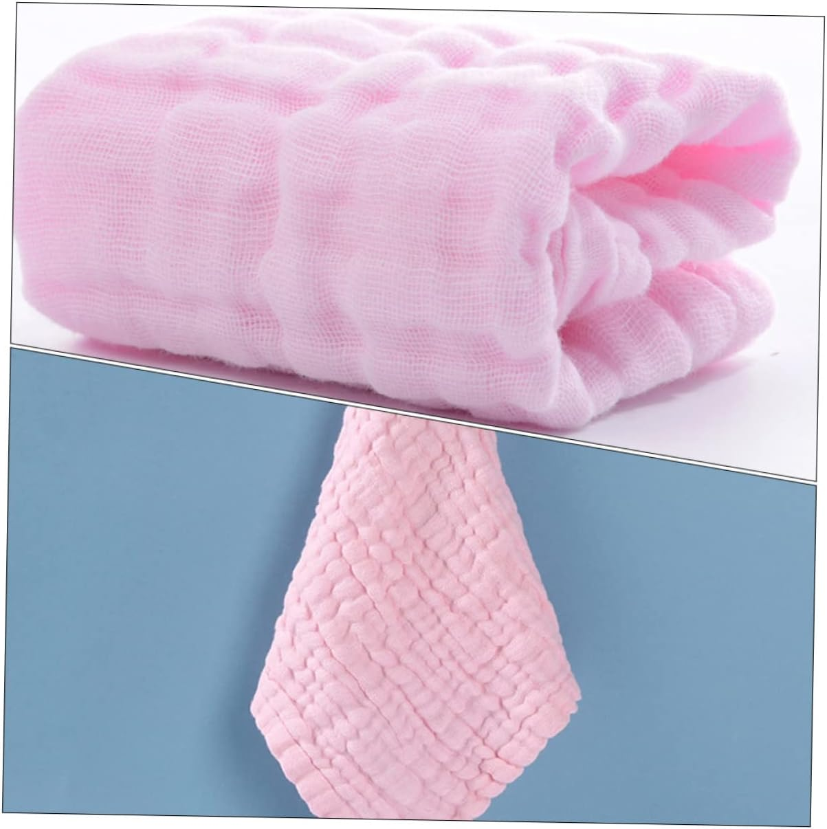 5Pcs Baby Muslin Washcloths for Infants Soft and Absorbent Face Towels Pink for Burping and Drooling image number 3