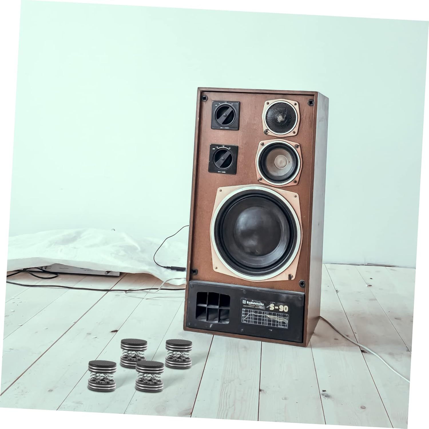 POPETPOP 4Pcs Speaker Isolation Feet Pads for Hifi Audio Equipment Subwoofer Stand Vibration Damper Black Spring Shock Absorber Suitable for Home Audio Systems