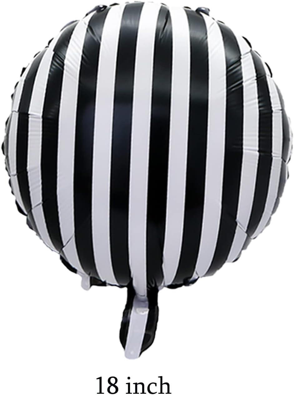 10Pcs Halloween Balloons Decorations Happy Halloween Party Foil Mylar Balloons Halloween Skull Balloons Black White Strip Balloons for Halloween Birthday Baby Shower Wedding Party Decor Supplies image number 1