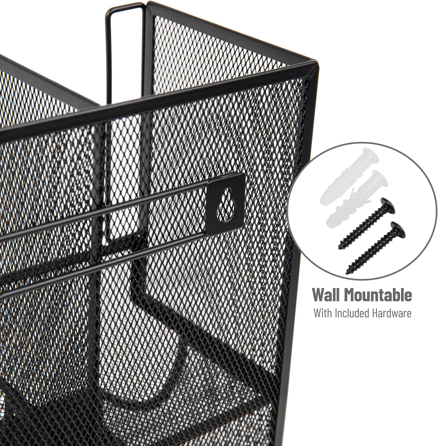 Mind Reader Cup and Condiment Station, Countertop Organizer, Coffee Bar, Kitchen, Metal Mesh, 13" L X 6.45" W X 11.25" H, Black