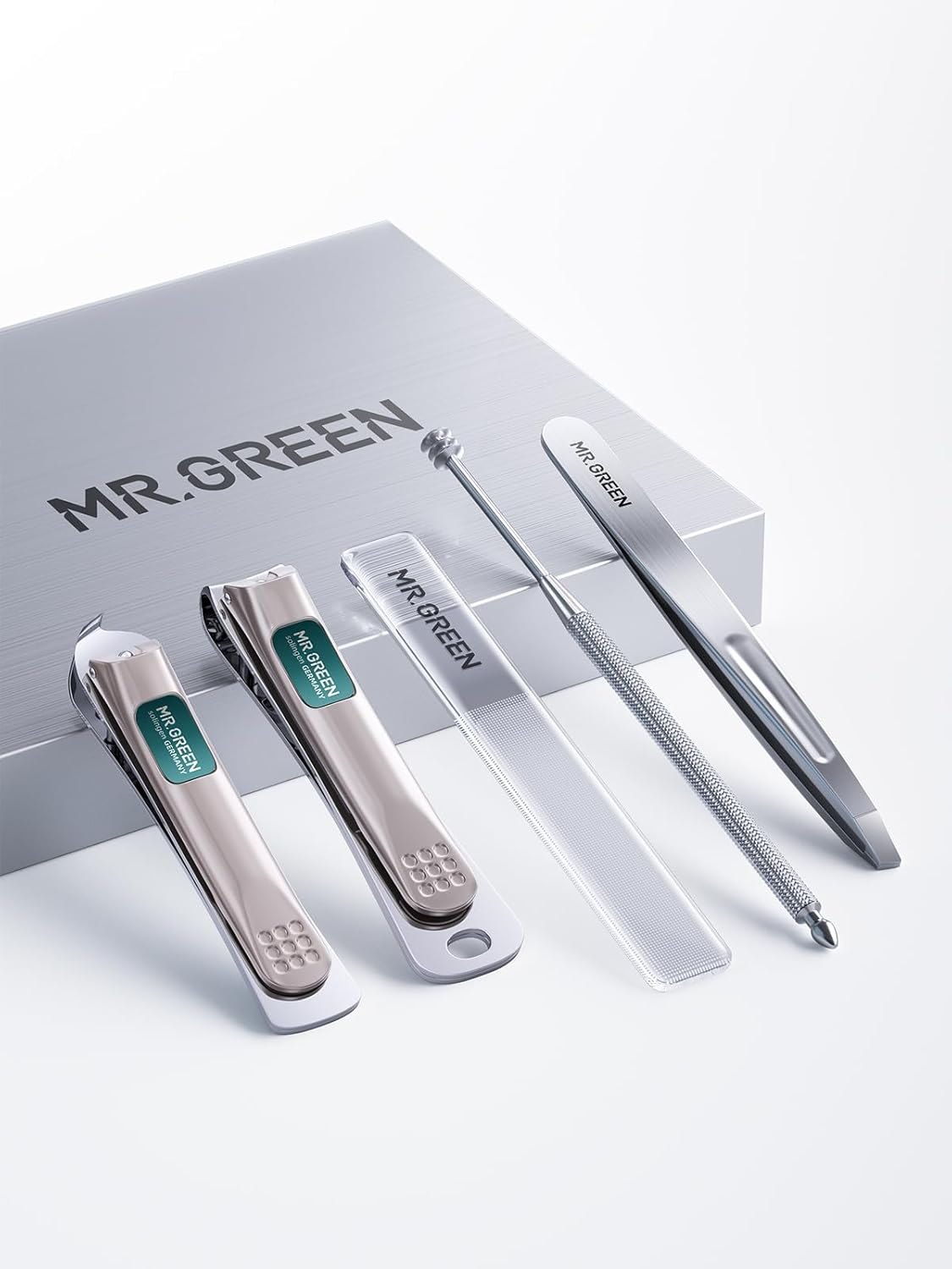 MR.GREEN Nail Clippers, 5PCS Nail Clipper Set with Fingernail Clippers,Ear Pick,Glass Nail File,Tweezers, Professional Manicure Set for Men and Women, Nail Cutter with Leather Case (Purple) image number 5