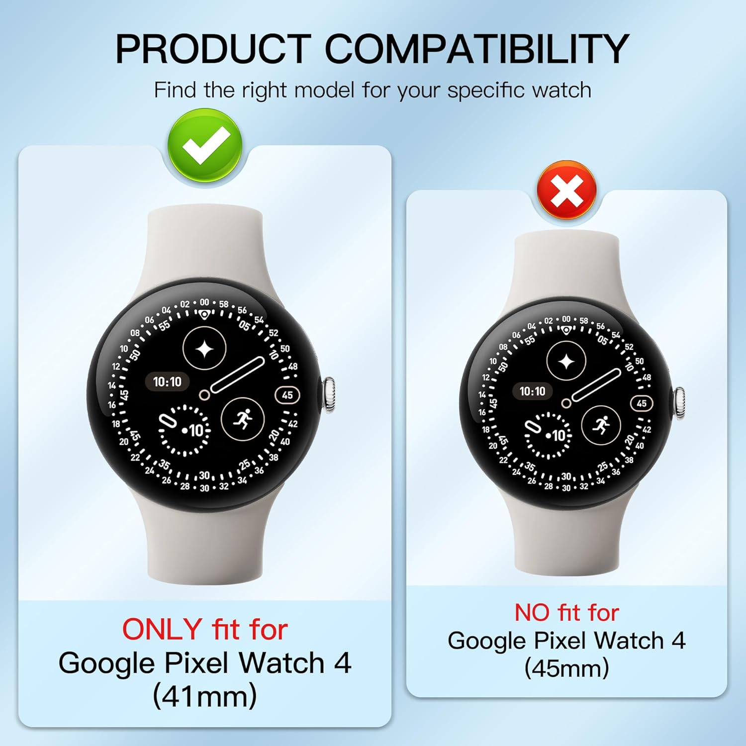 Diruite Pack of 3 Case for Google Pixel Watch 4 41 Mm Protective Case, PC Ultra Thin HD Tempered Glass Scratch-Resistant All-Round Screen Protector, Black, Silver and Transparent