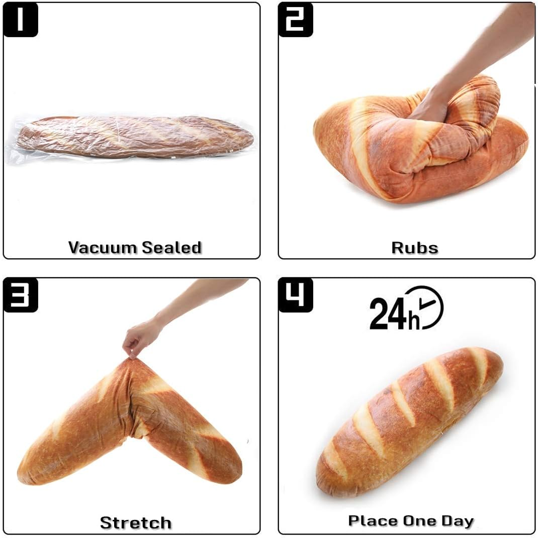 Levenkeness 3D Simulation Bread Shape Plush Pillow,Soft Butter Toast Bread Food Cushion Stuffed Toy for Home Decor 31.4" image number 4