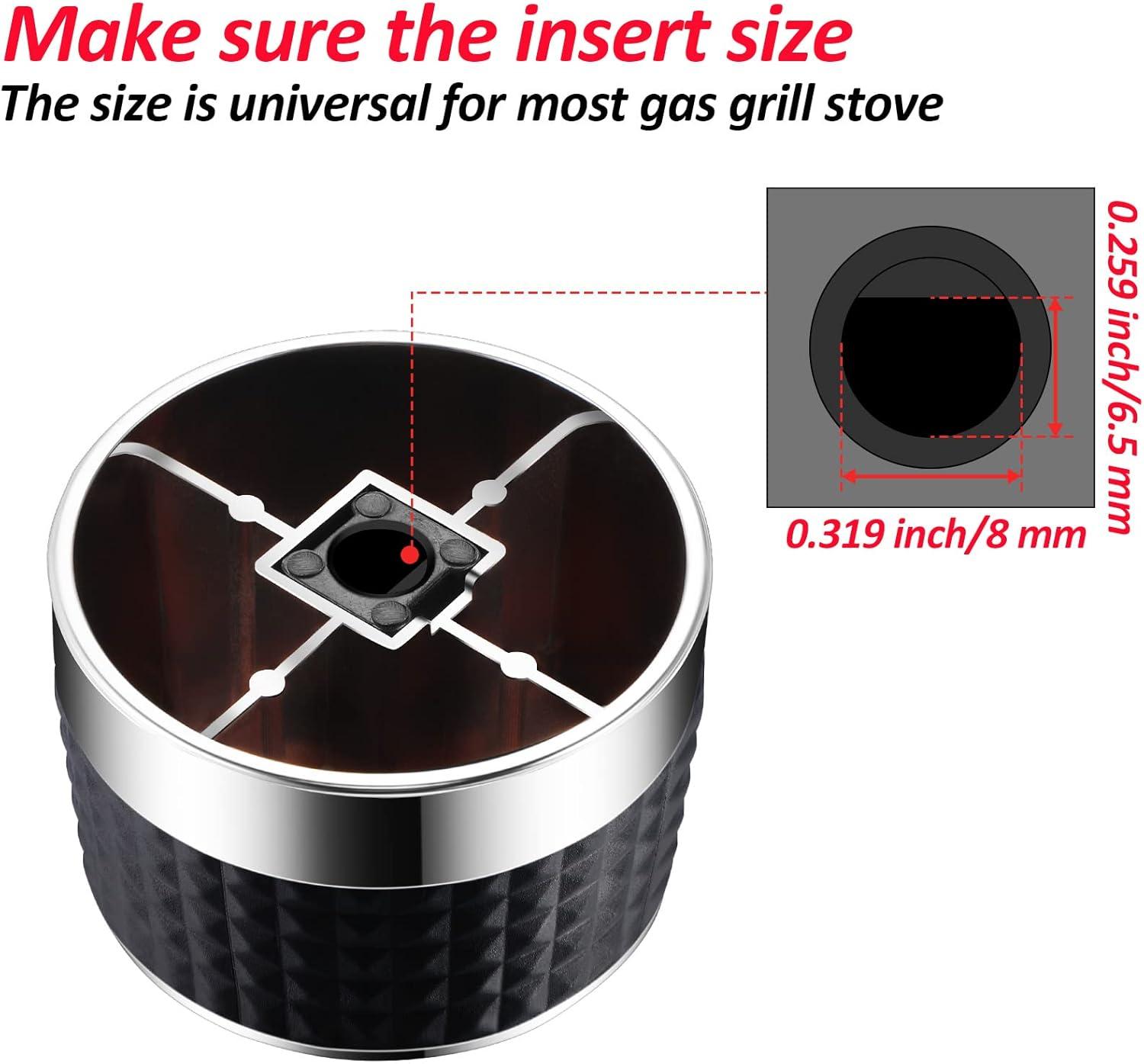 Mudder 4 Pieces Gas Grill Knob BBQ Control Knobs Replacement Rotating Switch Gas Stove Cooker Chrome Control Knob with D Valve Stainless Steel round Knob for Gas Grill Stove Party image number 5