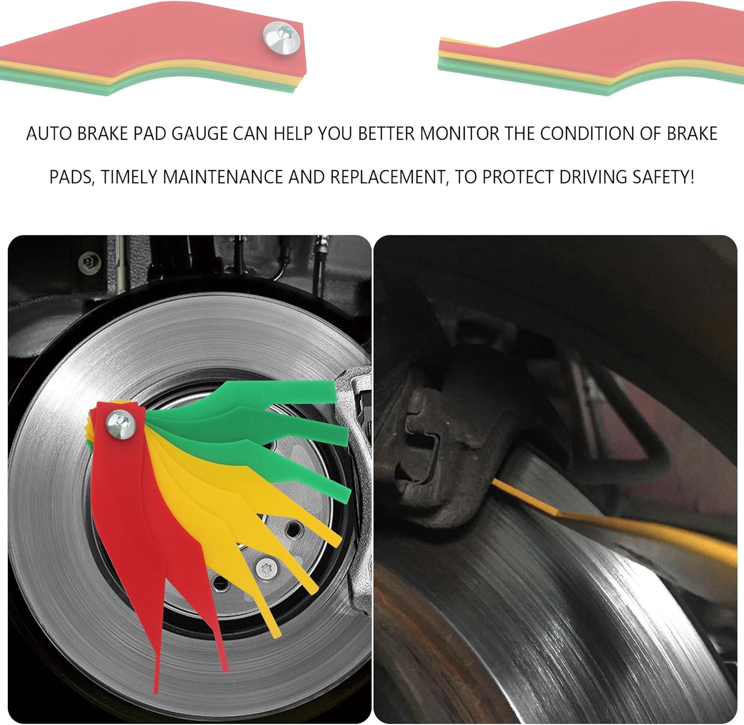8PCS Brake Pad Measuring Tool,Color Coded Brake Pad Gauge with Metric & SAE Size,Durable Nylon Brake Pad Thickness Gauge Automotive Tool for Quickly Measure Disc & Drum Brake Pad image number 4
