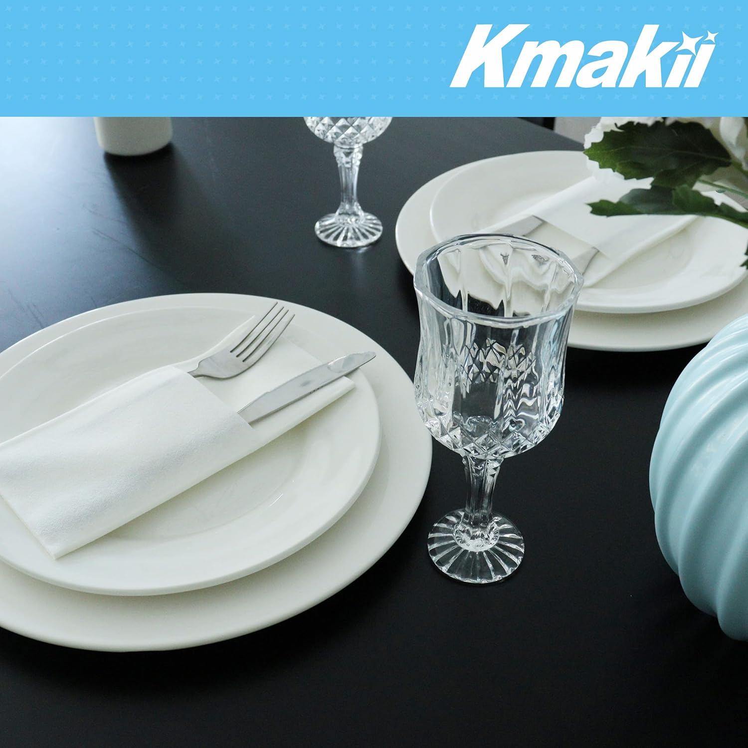 KMAKII Disposable Napkins,Pocket Napkins,White Paper Napkins,Linen Feel White Napkins,40&times;40Cm,100 Count,White - 50 Count image number 5