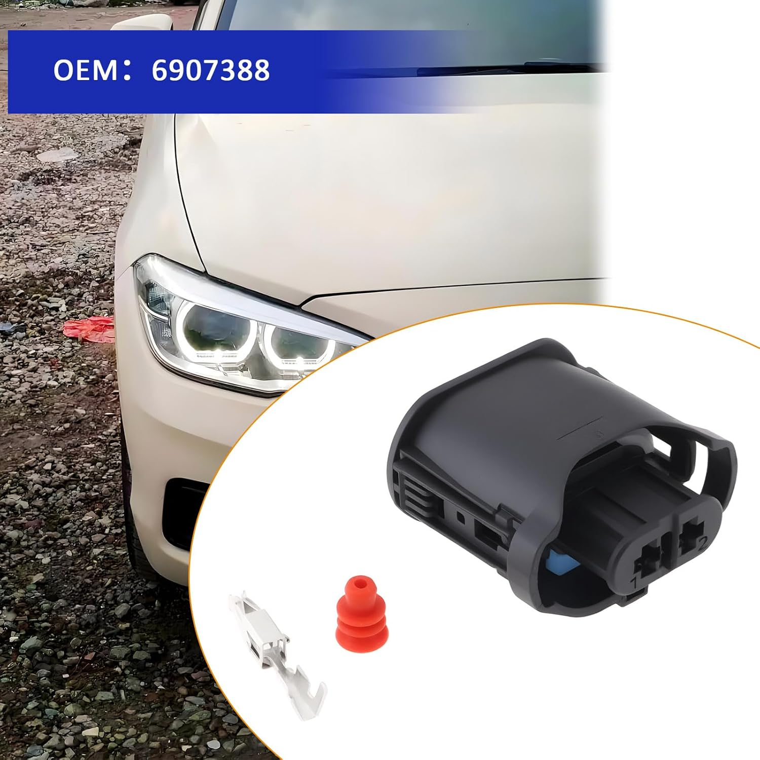 2Pcs H8 H11 Fog Light Blub Connector Plug with Terminal Pins Seals 6907388 Compatible with BMW F20 F21 F22 F30 F31 F32 F33 image number 5