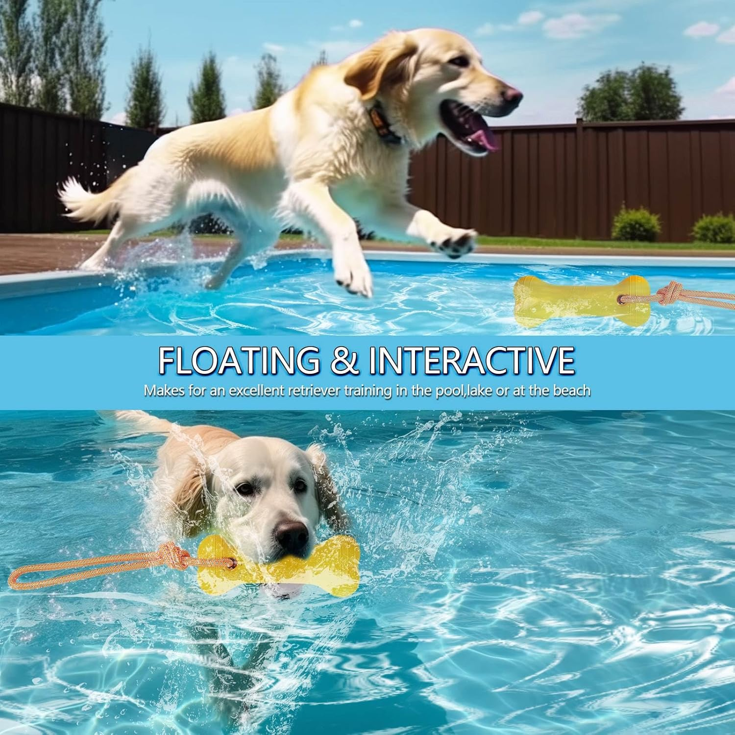 Lovelypaws 2 Pack Floating Dog Toys, Water Fetch Dog Pool Toys, Interactive Training Bumper for Dogs image number 3