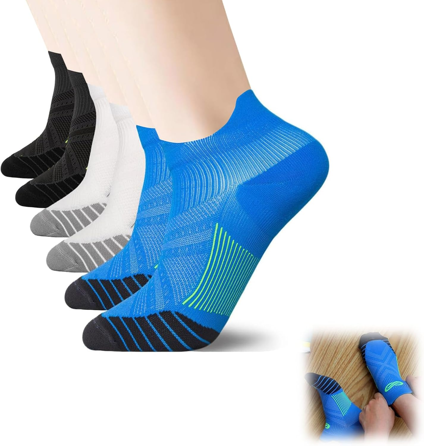ONBPIY Mens Running Socks 3 Pairs Low Cut No Show Athletic Socks anti Blister Moisture Wicking for Small Medium Feet AU Size S M image number 2