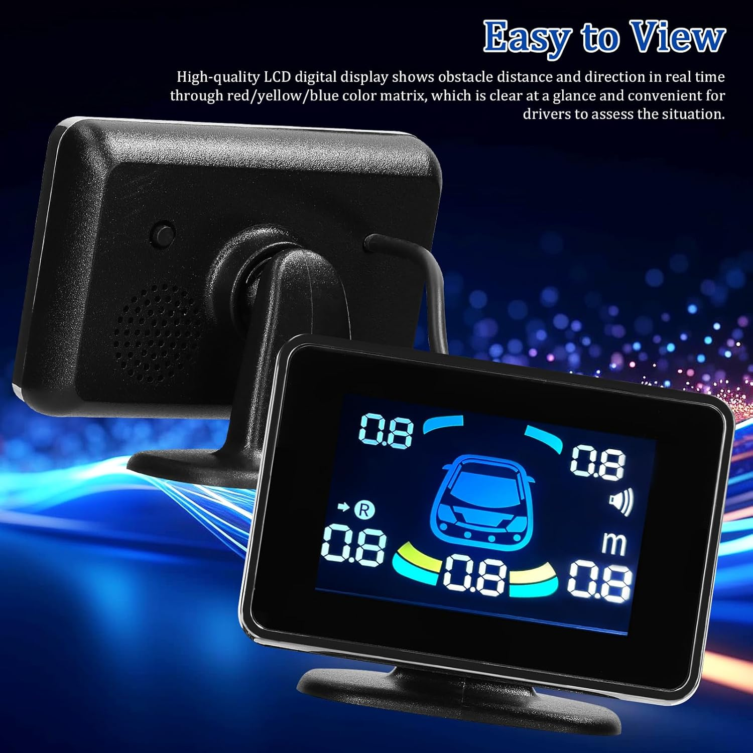 ACAGALA Car Parking Sensor Reversing Radars System Front & Rear Support Sound Warning/Buzzer/Mute with 8 Parking Sensors Distance Detection LCD Distance Display Volumes Adjustable image number 5