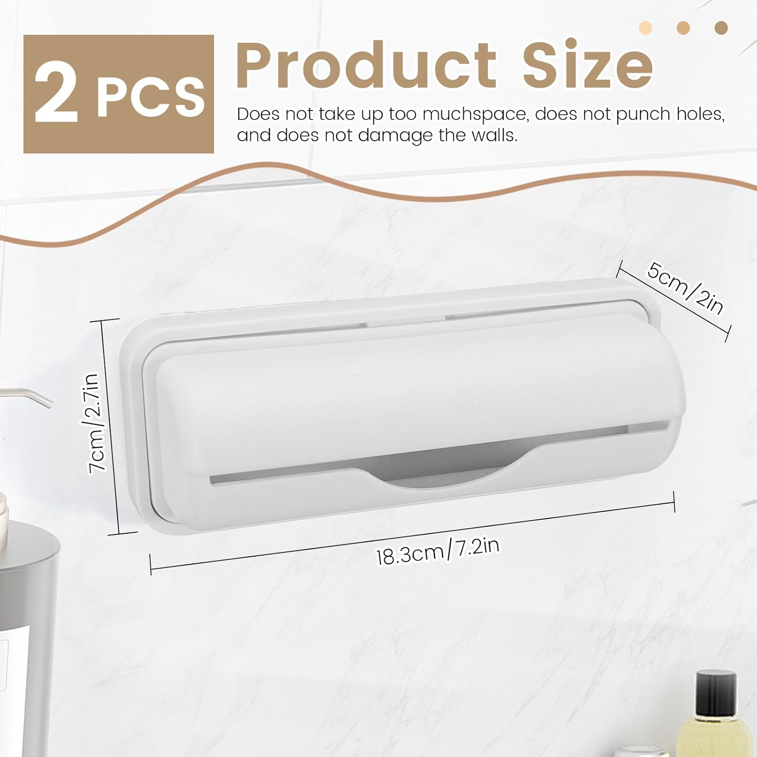 2 PCS Wall Mount Trash Bag Dispenser Roll Holder, Kitchen Garbage Bag Storage Box Roll Holder, Plastic Bag Holder Organizer under Sink (Grey) image number 3