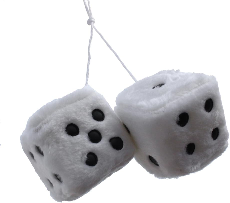 Car Mirror Hanging Furry Dice, Classic Vintage Soft Square Hanging Fuzzy Dice, Accessories Ornament Decoration for Car Rearview and Automotive Interior Mirror (Red)