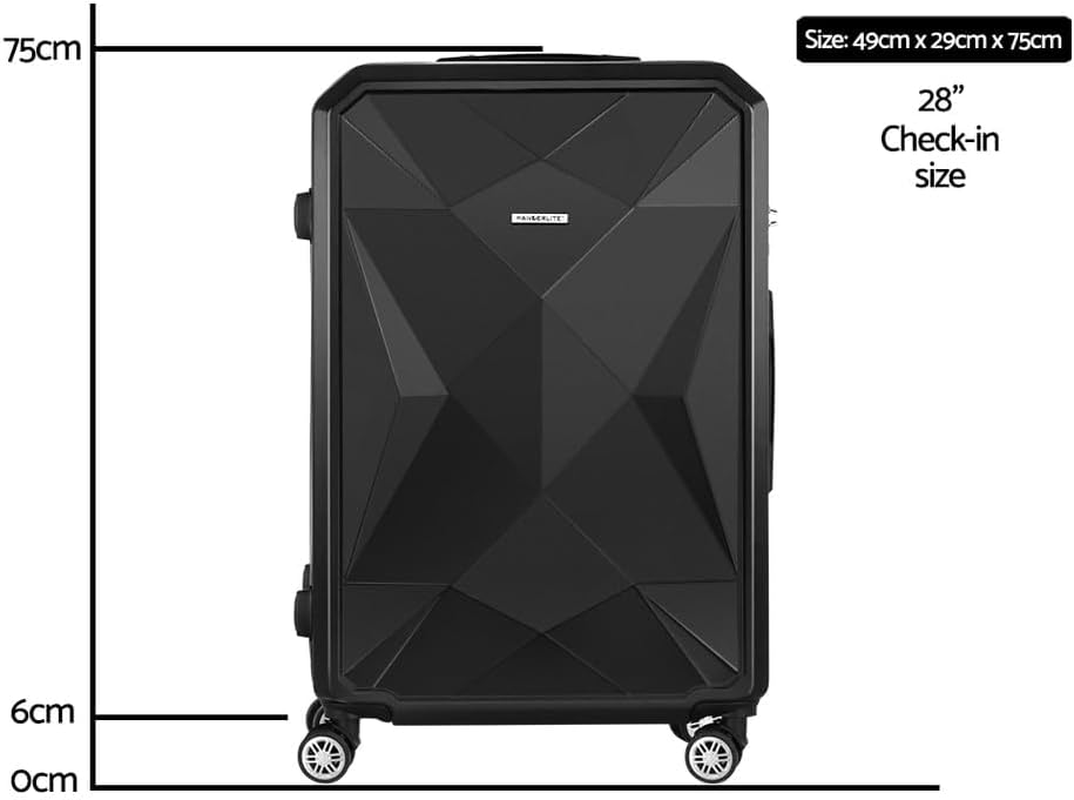 Wanderlite Luggage, Trolley Suitcase Hand Luggages Hard Case Shell, Travel Strap Bag Carry on Storage Adult Kids Lightweight Roller TSA Lock Dual Wheels, Black image number 3