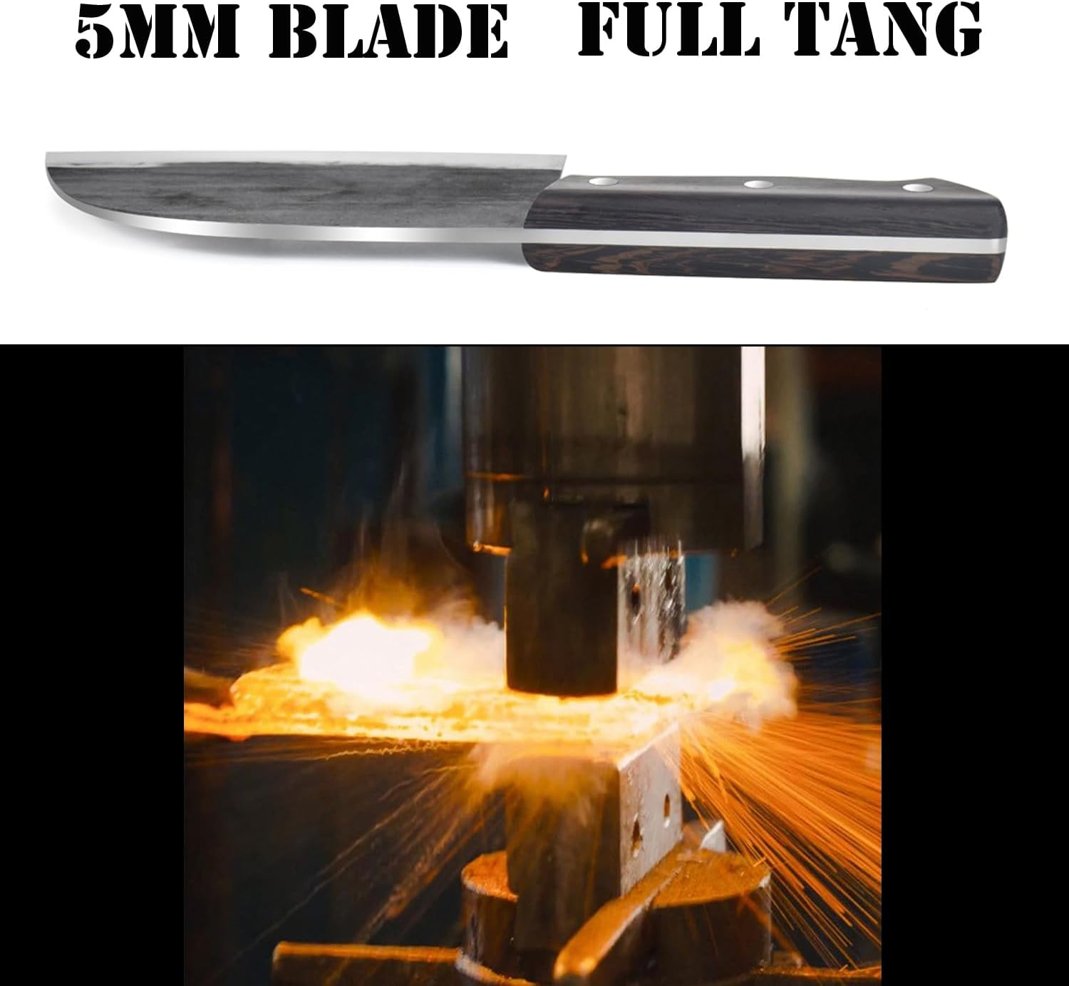 Serbian Chefs Knife 6.7 Inch Full Tang,Forging Kitchen Knives,Wood Handle Set with Leather Sheath Chef Butcher Knife Outdoor Meat Vegetable Cleaver for Family, BBQ or Camping image number 1