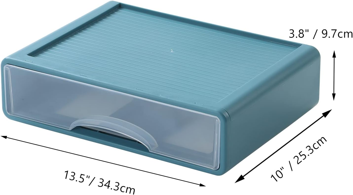 Osteed Blue Desktop Drawer for Paper, Stackable Office Storage Drawer for Desk, Craft Organizer and Storage Bin, Large Storage Container with Plastic Drawer for Office Supplies Desk Accessories - 2 Small Drawers, Yellow  Orange image number 5