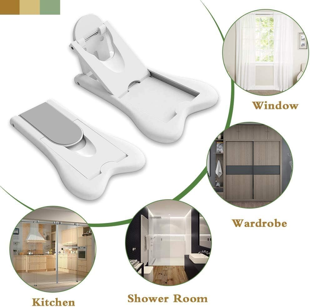 4 Pack Child Safety Sliding Door Locks White Childproof Bathroom Patio Kitchen Shutters Closets Windows Sliding Door Lock, No Screws or Drills image number 4