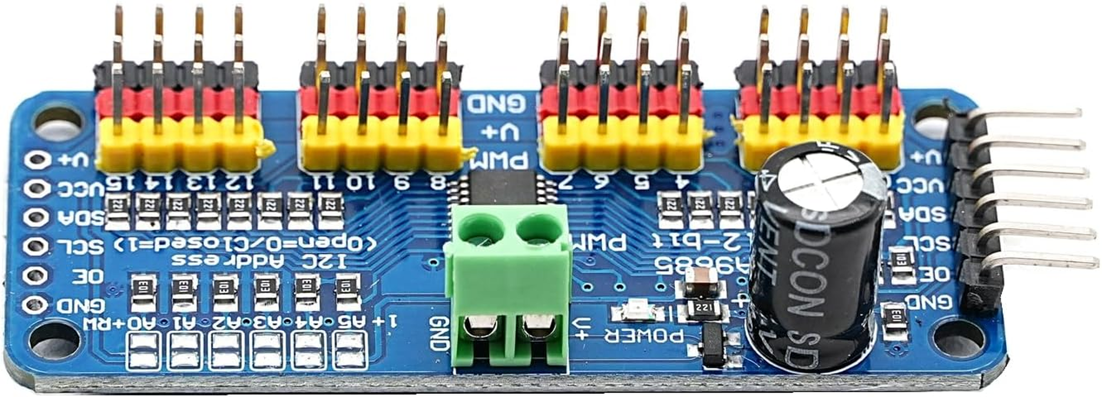 DIGISHUO 2Pcs PCA9685 16 Channel 12 Bit PWM Servo Motor Driver I2C IIC Module for MG90S SG90 MG995 Compatible with Arduino Raspberry Pi image number 4