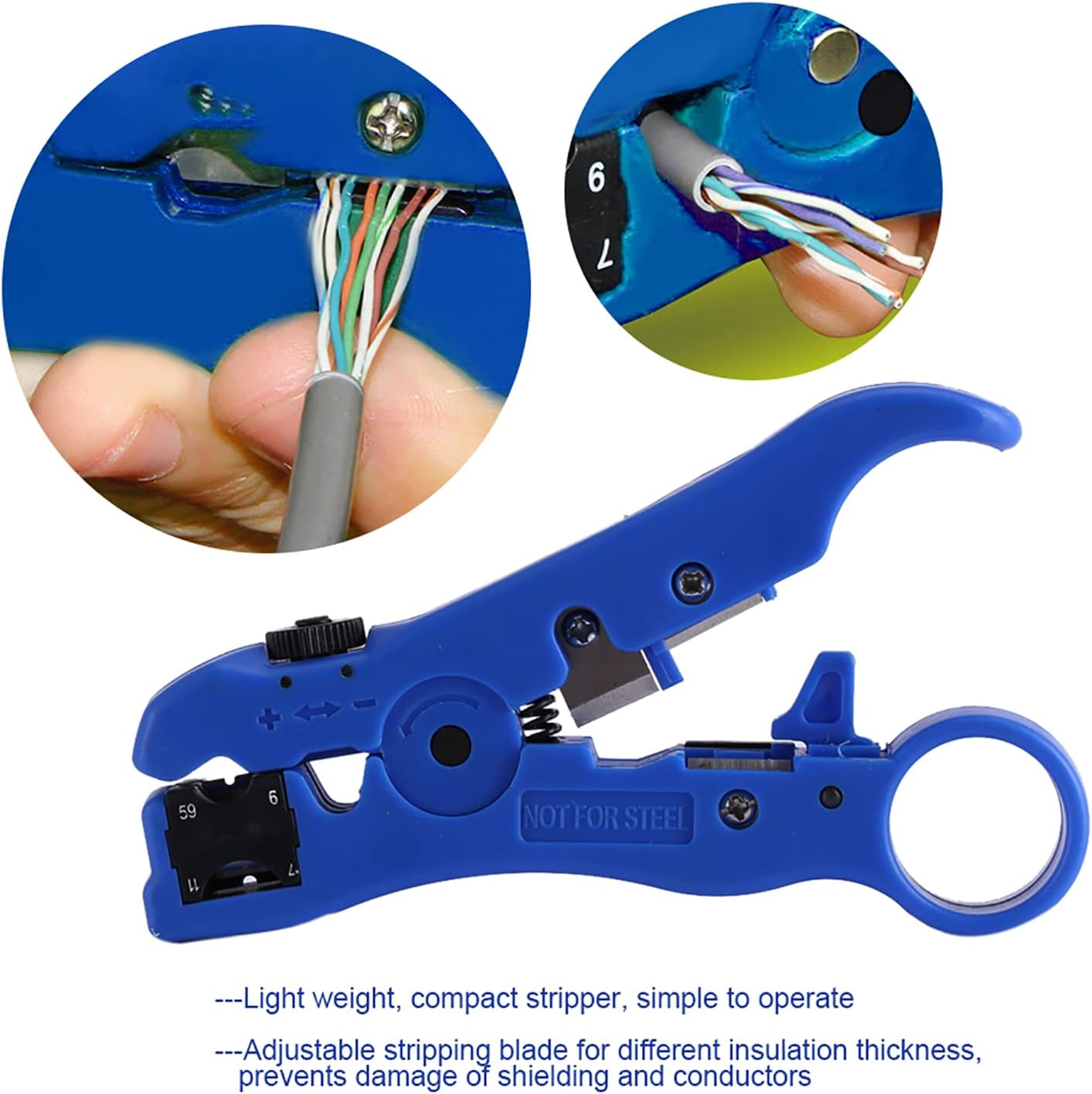 Coaxial Cable Stripper Tool for RG59 RG6 RG7 RG11 Wire, Rotary Design image number 4