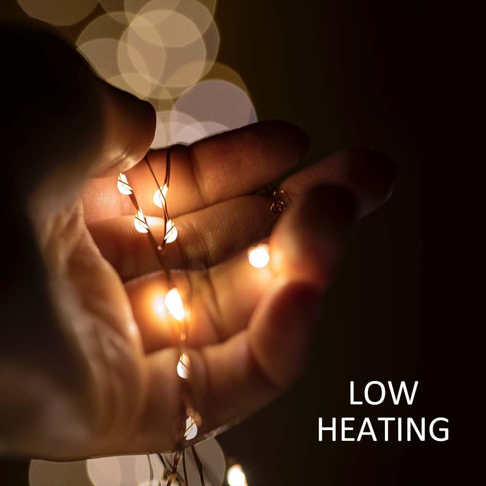 3 Pack Rechargeable 10Ft 30 LED String Fairy Lights 4 Modes Copper Wire Starry String Lighting Waterproof Micro Firefly Moon Light Warm White Battery and USB Cable Included image number 6