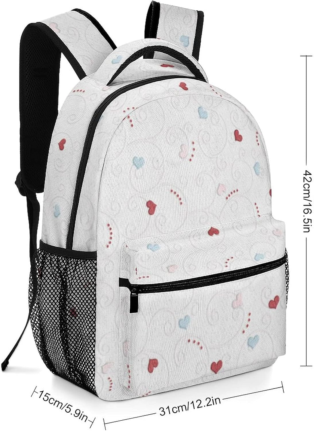 Oxford Cloth Children'S Backpack Pretty Decorative Texture Pattern Heart School Backpack for Girls,Adjustable Shoulder Waterproof image number 4