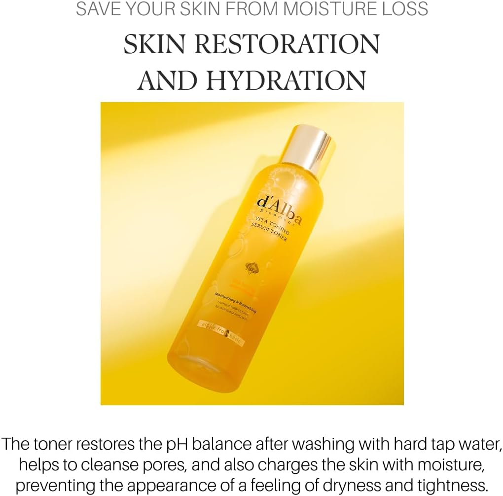 D'Alba White Truffle Vita Toning Serum Toner, Glass Skin with Double Vitamin Skincare, Face Moisturizer, Korean Skin Care (180Ml) image number 6
