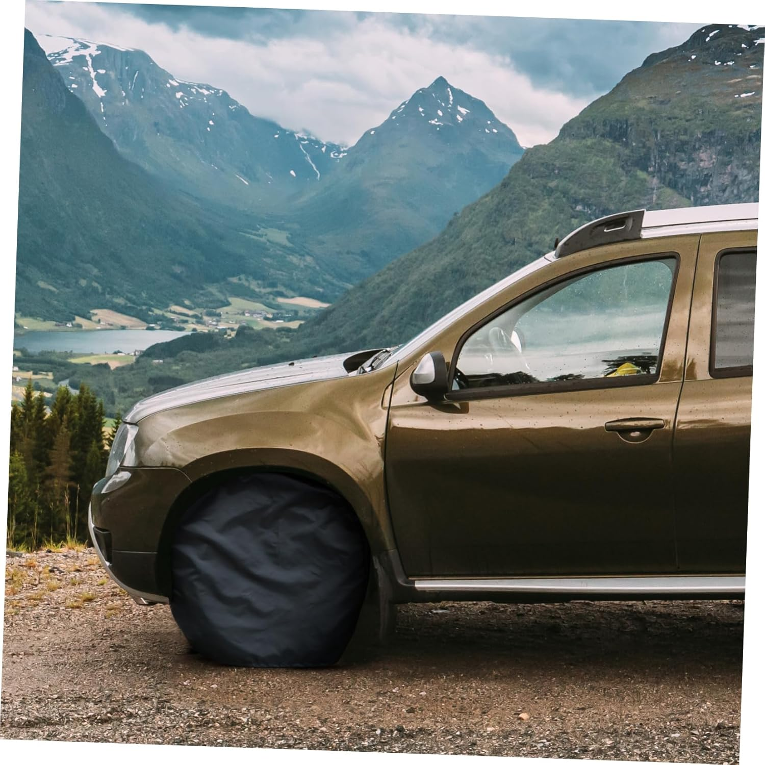 ASAKKURA 4Pcs Tire Covers Protective Wheel Covers for Car Truck Trailer Rv Black Oxford Cloth Tire Storage Bag image number 5