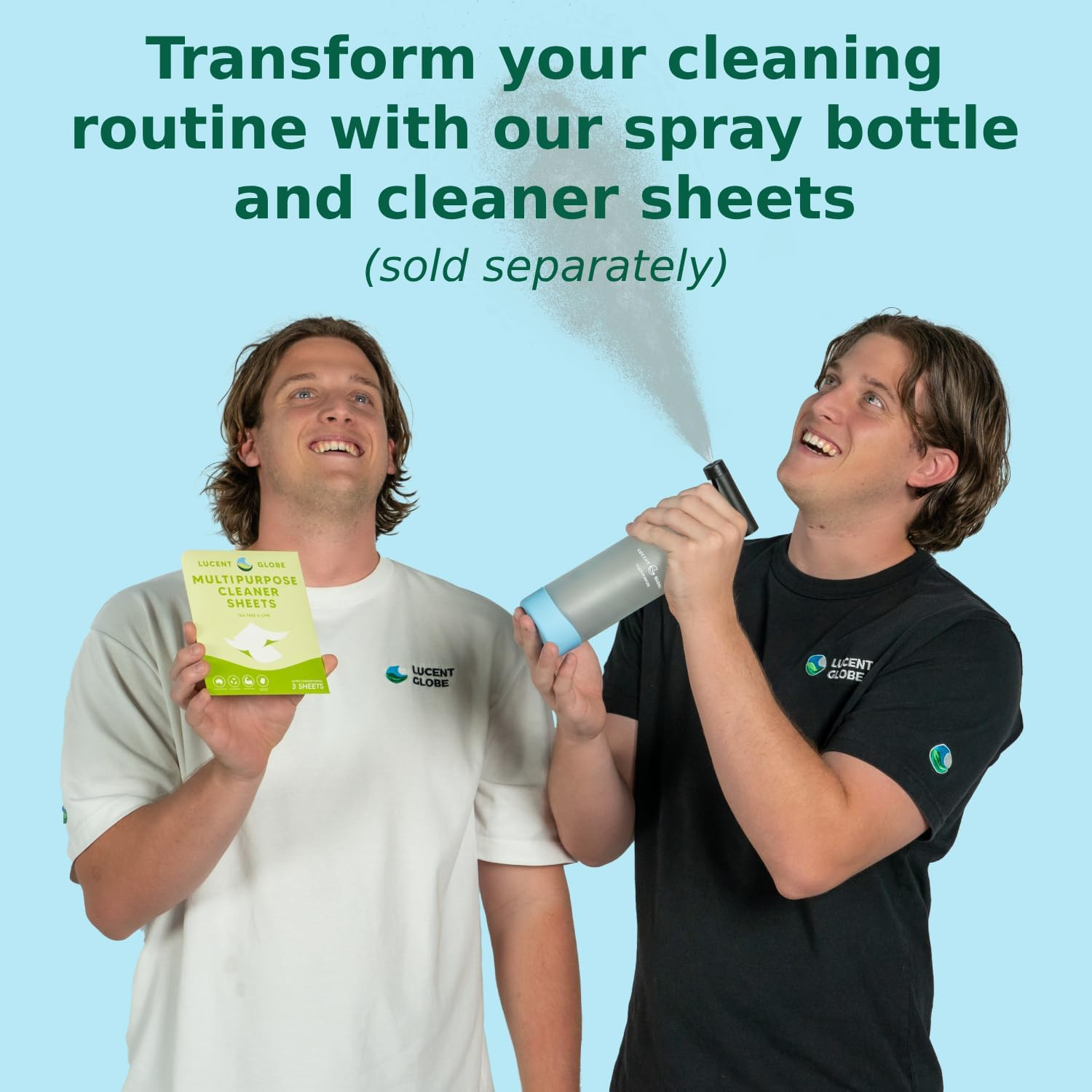 Lucent Globe Multipurpose Spray Bottle &ndash; 500Ml Frosted Glass with Non-Slip Silicone Base (Blue) &ndash; Refillable & Reusable for Cleaning Sheet Refills. image number 1