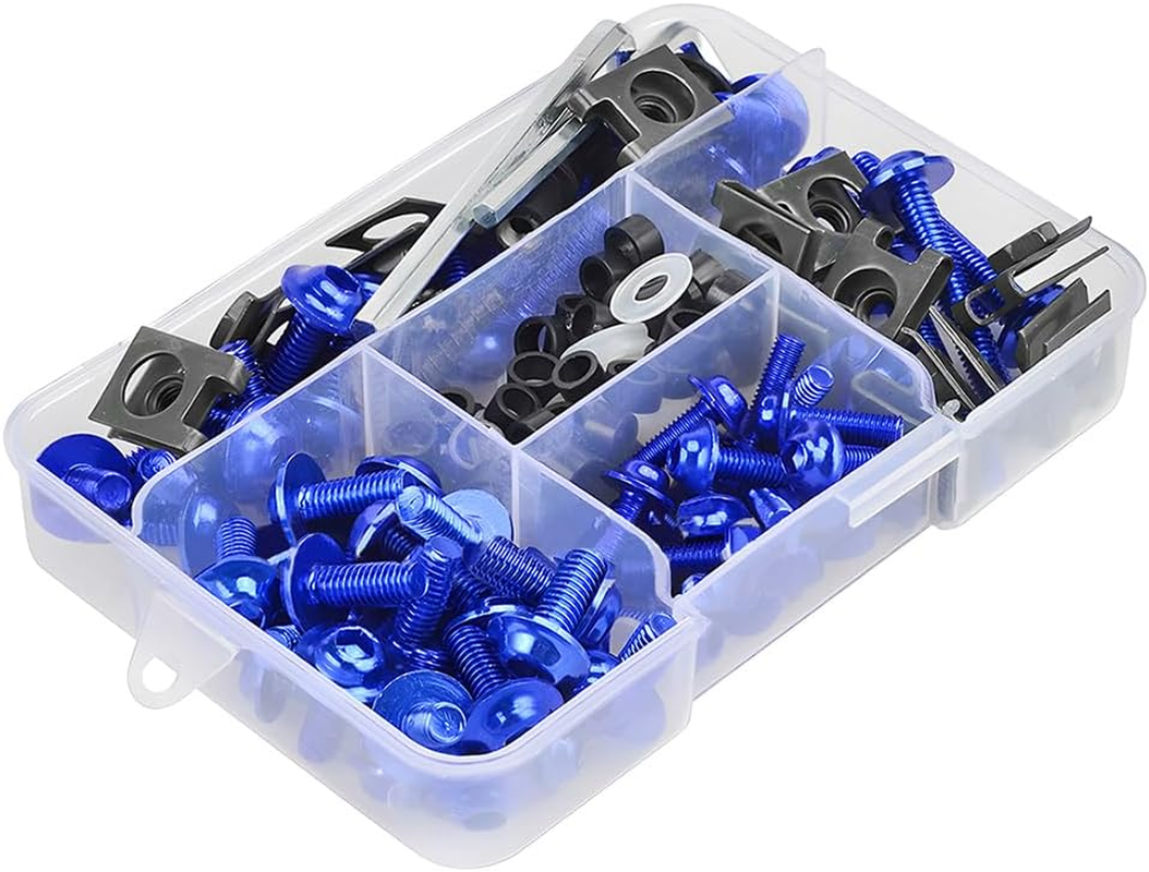 AICEL 177 Pcs Motorcycle Fairing Bolt Kit, Colorful Fasteners Bolts Nut Clips Set, M5 M6 Aluminum Motorcycle Windscreen Screws, Fixing Sportbike Bolts Fairing for Most Motorcycle