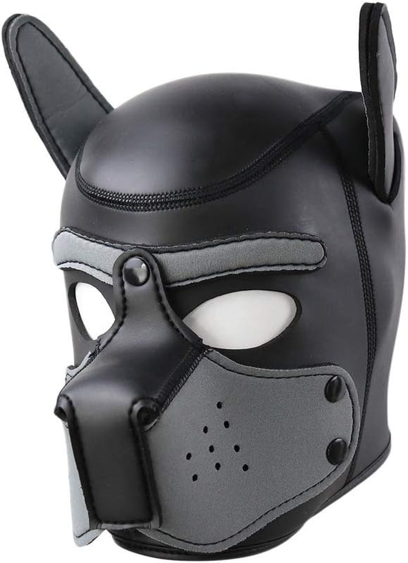 Neoprene Puppy Hood Animal Head Mask Novelty Costume Dog Head Masks for Cos-Play (Grey) image number 1