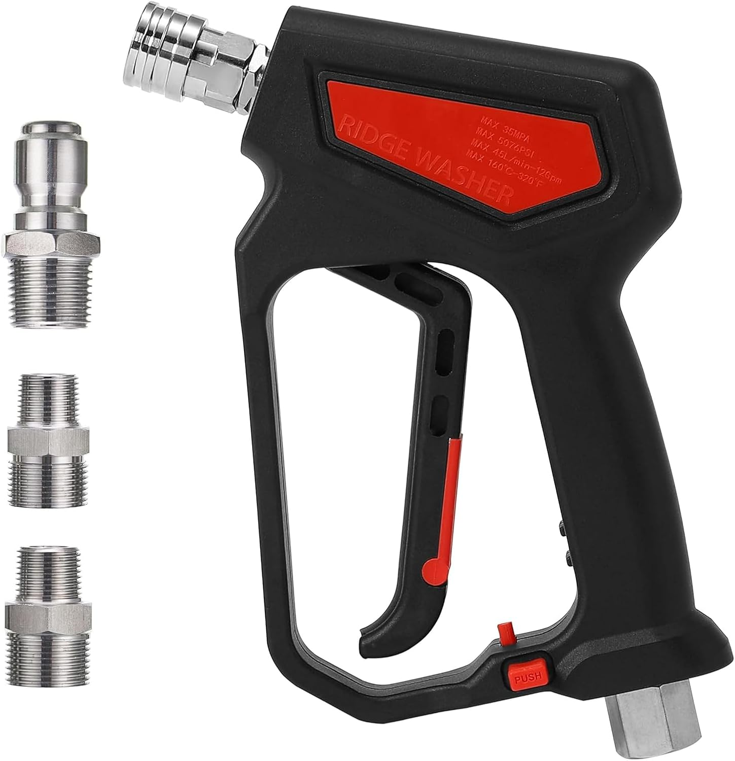 Weidllys Pressure Washer Gun 5000 PSI, 12 GPM, High Pressure Spray Gun with 1/4" Quick Connector, 3/8'' Quick Connect, M22-14 Mm and M22-15 Mm Fitting image number 4