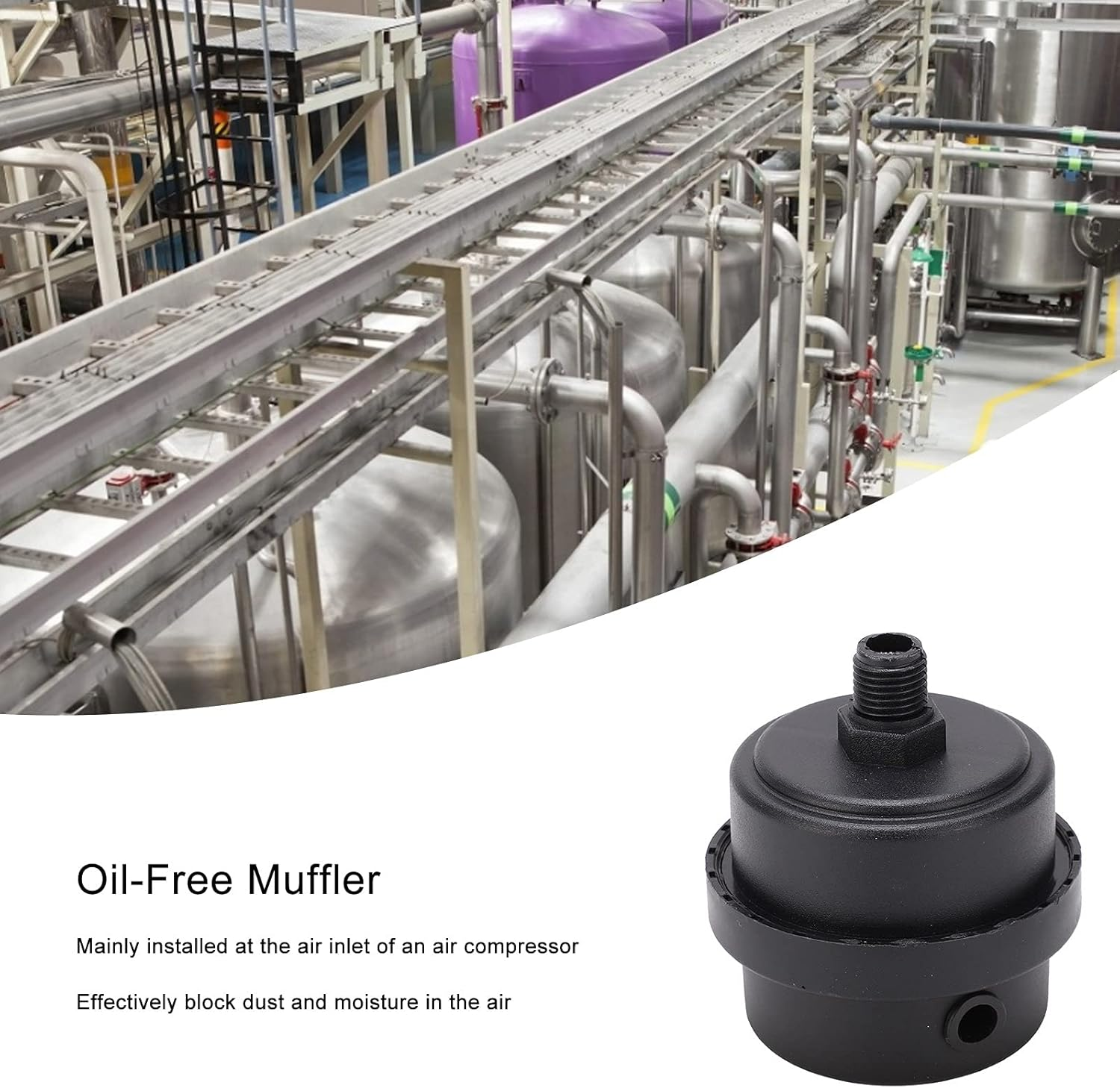 Plastic Air Compressor Intake Noise Reduction Filter Replacement Part for Oil Less Pump G1 4 Thread Protects against Dust Water Particles