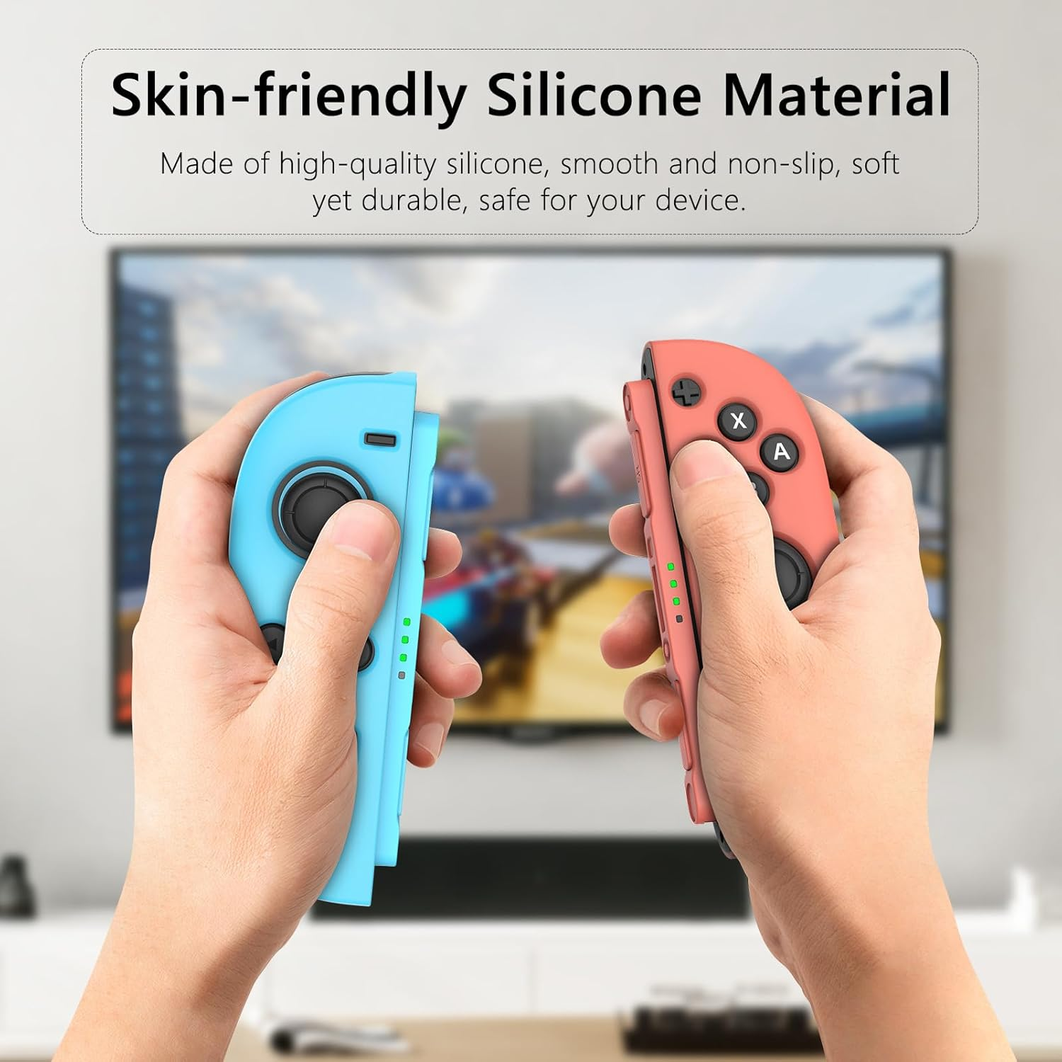 Case for Nintendo Switch 2 Controller and Console Silicone Protective Handle Case, Soft Touch Comfort (Blue) - Blue+Red image number 4